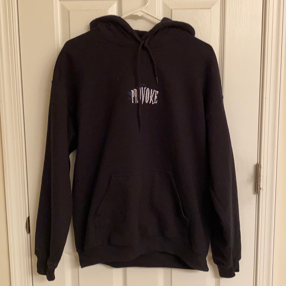 Provoke Black Hoodie Sweatshirt Gildan Full Front Pocket Cotton-Blend Men Large